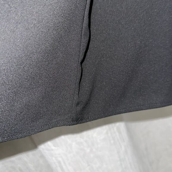 Anne Klein L Black Pleated Front Round Neck Back Button Ruffle Sleeve Top - Picture 6 of 9